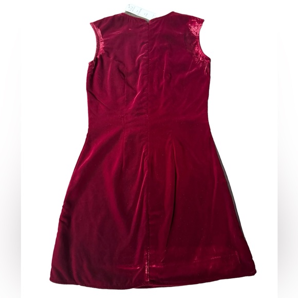 KAS NEW YORK***Burgundy leather and velvet stunning dress***Small $388 - Picture 3 of 3